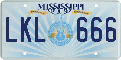 MS license plate LKL666