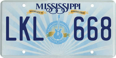 MS license plate LKL668