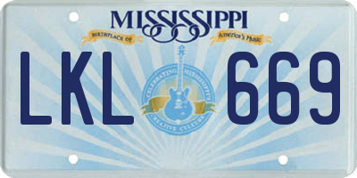 MS license plate LKL669