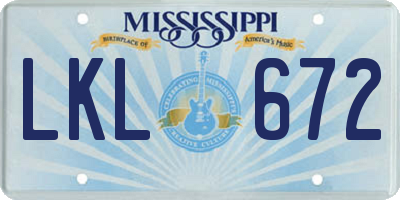 MS license plate LKL672