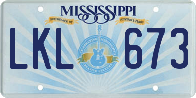 MS license plate LKL673