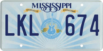 MS license plate LKL674