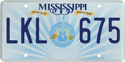 MS license plate LKL675