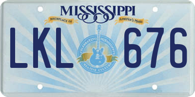 MS license plate LKL676