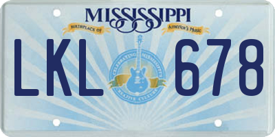 MS license plate LKL678