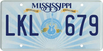 MS license plate LKL679