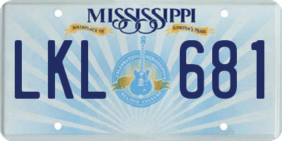 MS license plate LKL681