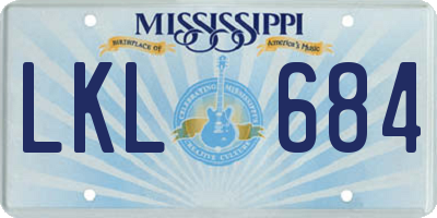 MS license plate LKL684