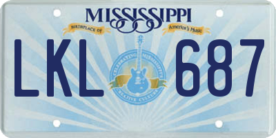 MS license plate LKL687