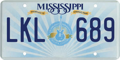 MS license plate LKL689