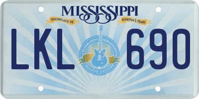 MS license plate LKL690