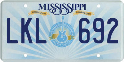 MS license plate LKL692