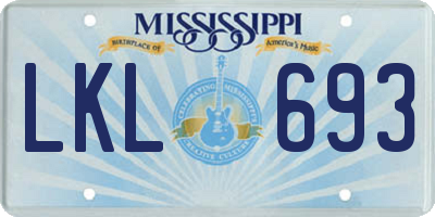 MS license plate LKL693