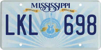 MS license plate LKL698