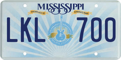 MS license plate LKL700