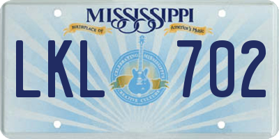 MS license plate LKL702