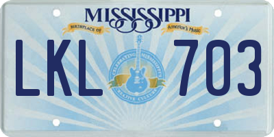 MS license plate LKL703