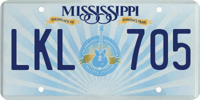MS license plate LKL705