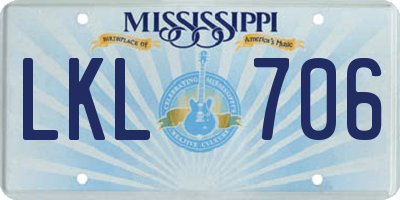 MS license plate LKL706