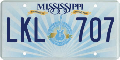 MS license plate LKL707