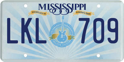 MS license plate LKL709