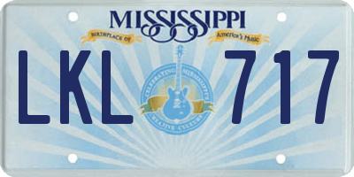 MS license plate LKL717