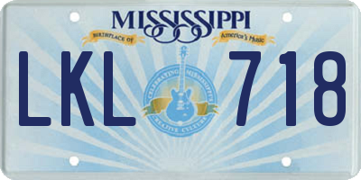 MS license plate LKL718