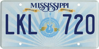 MS license plate LKL720