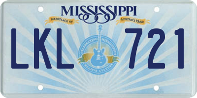 MS license plate LKL721
