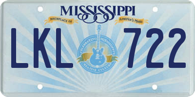 MS license plate LKL722