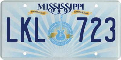 MS license plate LKL723