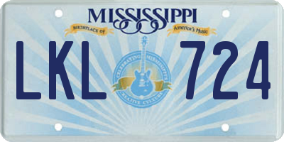 MS license plate LKL724