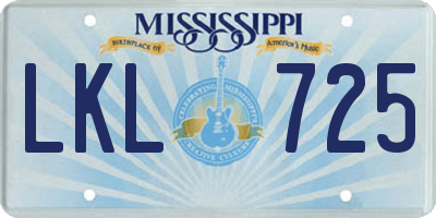 MS license plate LKL725