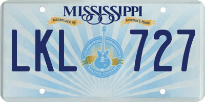 MS license plate LKL727