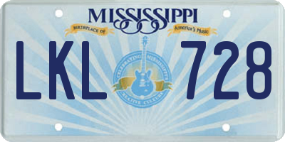 MS license plate LKL728