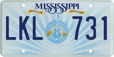 MS license plate LKL731