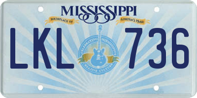 MS license plate LKL736