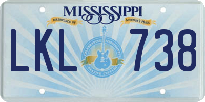 MS license plate LKL738