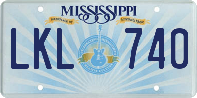MS license plate LKL740