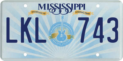 MS license plate LKL743
