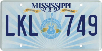 MS license plate LKL749