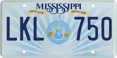 MS license plate LKL750