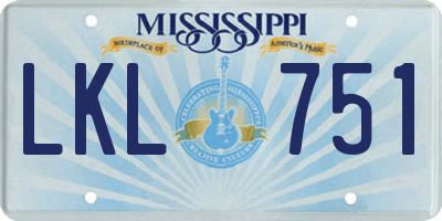 MS license plate LKL751