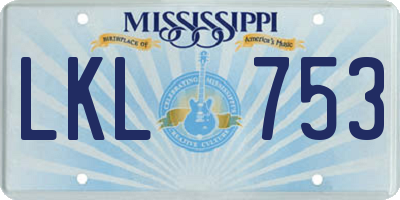 MS license plate LKL753