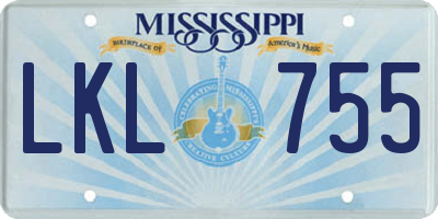 MS license plate LKL755