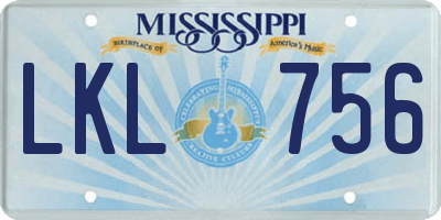 MS license plate LKL756