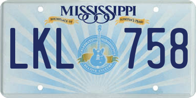MS license plate LKL758