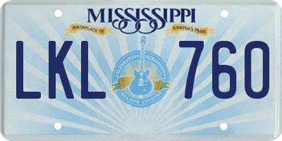 MS license plate LKL760