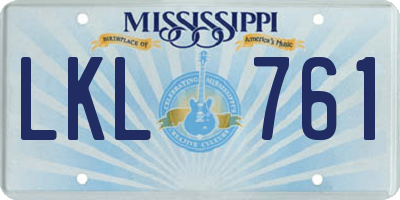 MS license plate LKL761
