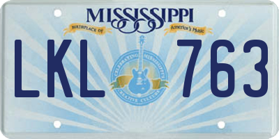MS license plate LKL763